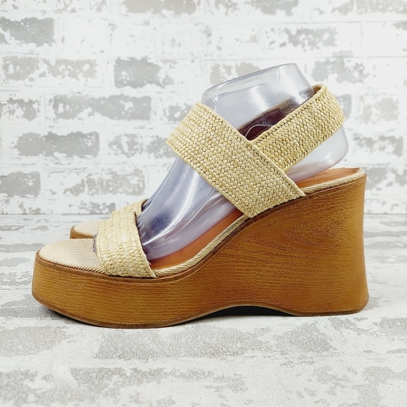 Lucky Brand Shoes - New Lucky Brand Delukah Dark Natural Wedge Heel Slingback Platform Sandals H814